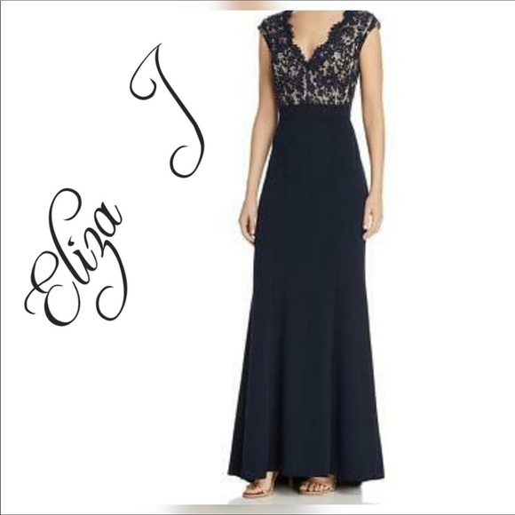 Eliza J Sleeveless Lace Bodice Trumpet Formal Gown - Picture 6 of 16
